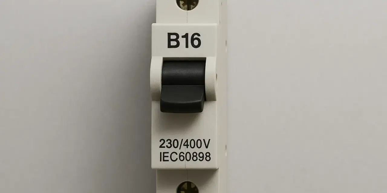 Wyłącznik nadprądowy B16, idealny jako bezpiecznik do gniazdek. Zapewnia ochronę instalacji 230/400V.