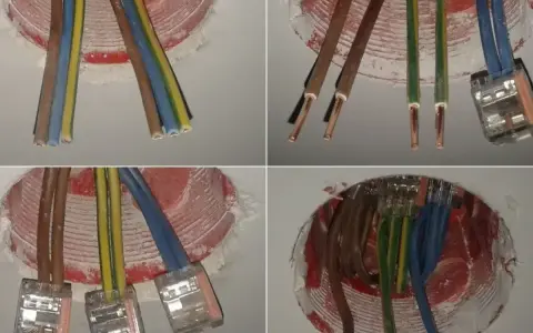 Instalacja elektryczna: jaki kabel do gniazdek? Widać przygotowane do podłączenia przewody w puszkach instalacyjnych.