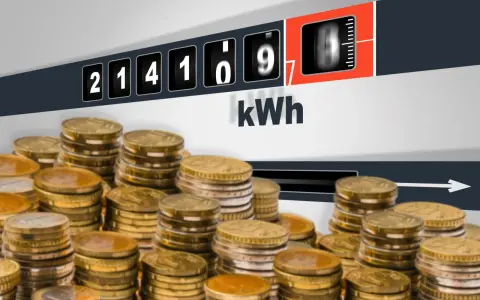 Stosy monet i licznik energii wskazujący zużycie kWh. Zastanawiasz się, ile kosztuje 1 kWh Tauron?