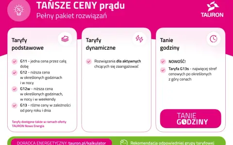 Porównanie taryf prądu: G11, G12, G12w (czas letni zimowy), G13, G13s. Wybierz najlepszą taryfę dla siebie.