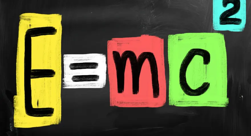 E=mc² – słynne równanie Einsteina, które pokazuje, że masa jest formą energii.